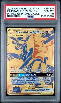 2021 POKEMON SM BLACK STAR PROMO #SM248 FULL ART/PIKACHU & ZEKROM GX PSA 10 - Image 1