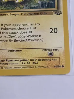 1999 Pokemon TCG Pikachu 60/64 Jungle TCG Regular WoTC Rare LP - Image 3