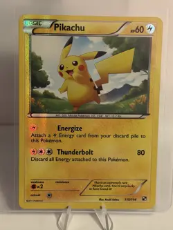 Pokemon TCG Black & White Pikachu Secret Rare Holo 115/114 Basic 2011 - Image 1