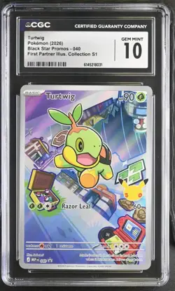 Pokemon Turtwig #040 First Partner Illustration Collection S1 Promo CGC 10 - Image 1