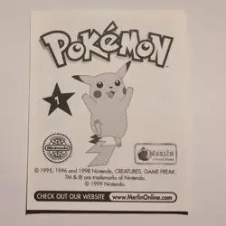 Pokemon - Squirtle - Topps Merlin Sticker - Series 1 - #7/240 - 1999 - Image 2