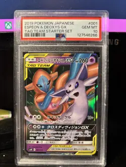 Pokemon PSA 10 Espeon & Deoxys GX 001/031 TAG TEAM Holo Smm Japanese 2019 - Image 2