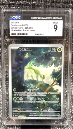 Pokemon Virizion 095/086 White Flare Illustration Rare Holo CGC 9 - Image 1