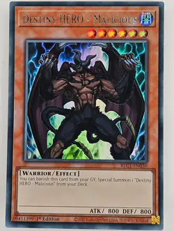 Yu Gi Oh - BLC1-EN030 Destiny Hero - Malicious - Silver Ultra Rare - Image 1