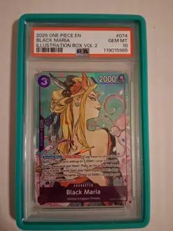 2025 One Piece Promos EN Black Maria PSA 10 #074 Ill Box Vol 2 Graded Guard Mint - Image 1