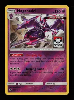 Naganadel 108/214 Reverse Holo Pokemon League Stamped Promo Pokemon Card - Image 1