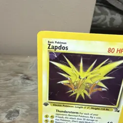 Zapdos 1st Edition Fossil Holo Rare 15/62 Pokemon TCG Card 80 HP English 1999 - Image 2