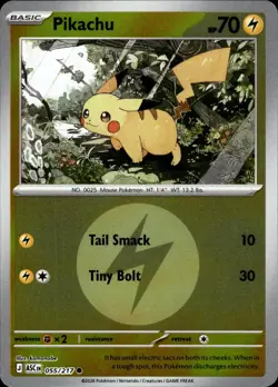 PIKACHU (ENERGY SYMBOL PATTERN) 055/217 ASCENDED HEROES POKEMON REVERSE HOLO NM - Image 1