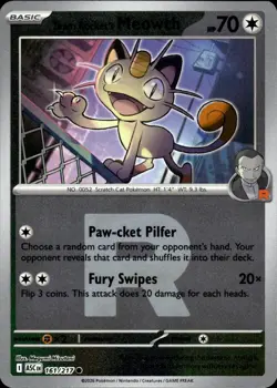 TEAM ROCKET'S MEOWTH TEAM ROCKET 161/217 ASCENDED HEROES POKEMON REVERSE HOLO NM - Image 1