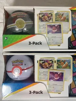 Sealed Costco Pokemon Eevee 3 Pack Treasure Chest Tin Pokeballs Booster Packs x2 - Image 2
