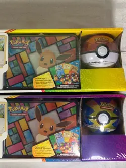 Sealed Costco Pokemon Eevee 3 Pack Treasure Chest Tin Pokeballs Booster Packs x2 - Image 3