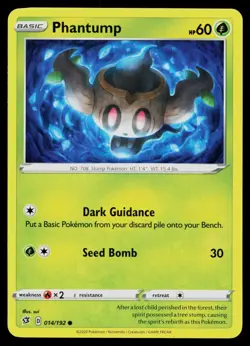 PHANTUMP 014/192 COMMON REBEL CLASH POKEMON NM - Image 1
