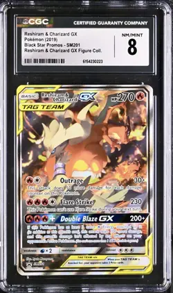 Pokemon Reshiram & Charizard GX SM201 Alt Art Holo - CGC 8 - Image 1