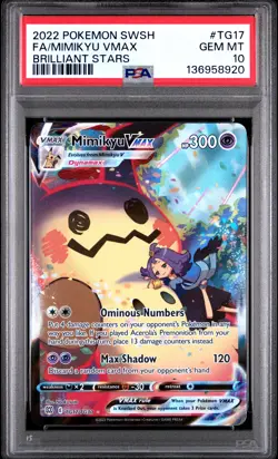 2022 POKEMON SWORD & SHIELD BRILLIANT STARS #TG17 FULL ART/MIMIKYU VMAX PSA 10 - Image 1