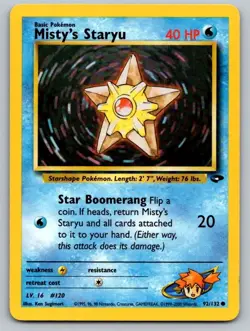 Misty's Staryu 92/132 Common Gym Challenge Pokemon Unlimited Lightly Played - Image 1