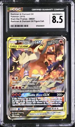 Pokemon Reshiram & Charizard GX SM201 Alt Art Holo - CGC 8.5 - Image 1