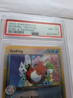 2003 POKEMON EX RUBY & SAPPHIRE #21 SEAKING-REVERSE FOIL PSA 8 GRADED TCG - Image 2
