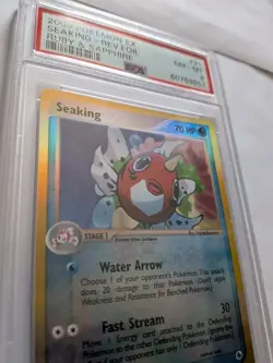 2003 POKEMON EX RUBY & SAPPHIRE #21 SEAKING-REVERSE FOIL PSA 8 GRADED TCG - Image 4