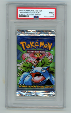 Pokemon PSA 9 MINT 1999 Base set Black Triangle Short Crimp Error Pack Venusaur! - Image 1