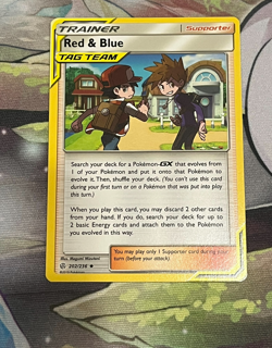 Red & Blue 202/236 2019 SM Cosmic Eclipse Tag Team Pokemon Card NM - Image 1