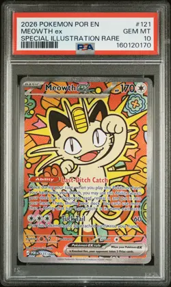 2026 POKEMON POR EN-PERFECT ORDER SPECIAL ILLUSTRATION RARE MEOWTH EX PSA 10 - Image 1