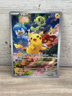 Pokemon TCG Pikachu 027 SVP Black Star Promo Full Art Holo Adventuring Together - Image 1