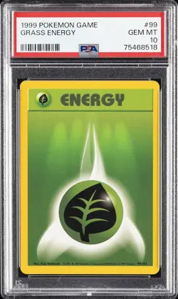 1999 POKEMON GAME #99 GRASS ENERGY PSA 10 - Image 1