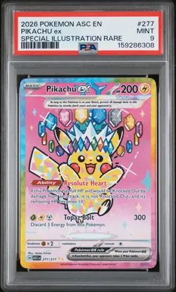 2026 POKEMON ASC EN-ASCENDED HEROES SPECIAL ILLUSTRATION RARE PIKACHU EX PSA 9 - Image 1