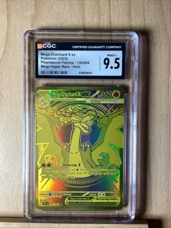 MEGA CHARIZARD X EX POKEMON CGC 9 PHANTASMAL FLAMES GOLD HYPER RARE HOLO 130/094 - Image 1