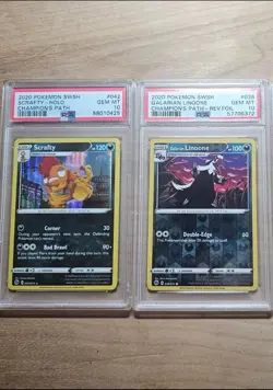 2 Pokemon PSA 10 Cards Linoone & Scrafty From Champions Path Set - Image 1