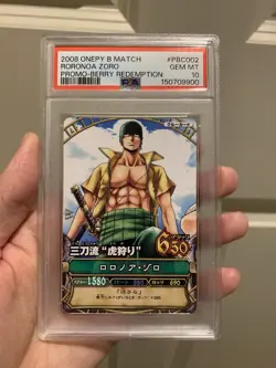 PSA 10 2008 ONE PIECE ONEPY BERRY MATCH PROMO PBC002 RORONOA ZORO REDEMPTION - Image 1