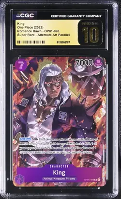 One Piece GRADED King Alt Art OP01 Romance Dawn SR PRISTINE 10 CGC ENGLISH - Image 1