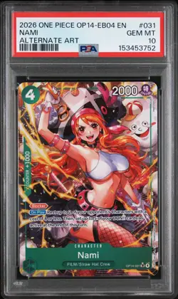 2026 ONE PIECE OP14 EB04 #031 AZURE SEA'S SEVEN NAMI ALT ART PSA 10 GEM MINT - Image 1