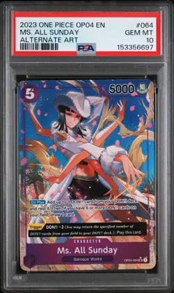 2023 ONE PIECE OP04 #064 MS. ALL SUNDAY KINGDOMS OF INTRIGUE ALT ART PSA 10 - Image 1