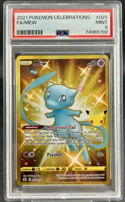 MEW 2021 Pokemon Celebrations FA/MEW PSA 9 MINT #025 Full Art Holo Gold Card - Image 1