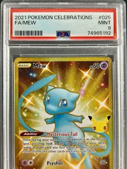 MEW 2021 Pokemon Celebrations FA/MEW PSA 9 MINT #025 Full Art Holo Gold Card - Image 2