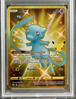 MEW 2021 Pokemon Celebrations FA/MEW PSA 9 MINT #025 Full Art Holo Gold Card - Image 3
