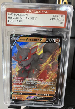 HISUIAN ARCANINE V 2022 HOLO FOIL #090/195 Pokemon RARE Card GRADED 10 FULL ART - Image 1