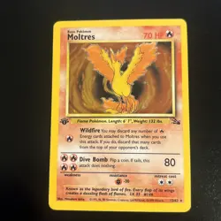 Pokemon Moltres 1st Edition Fossil Holo Card 12/62 Near Mint fast ship - Image 1