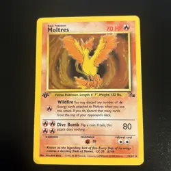 Pokemon Moltres 1st Edition Fossil Holo Card 12/62 Near Mint fast ship - Image 2
