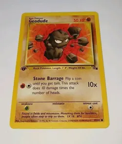 1st Edition GEODUDE - 47/62 Fossil 1999 Pokemon NM 🌟 Super Clean Card - Wizards - Image 1