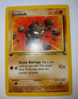 1st Edition GEODUDE - 47/62 Fossil 1999 Pokemon NM 🌟 Super Clean Card - Wizards - Image 2