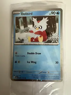 Delibird 046/193 Holiday Calendar Snowflake Stamp Cosmos Holo Pokemon - Sealed - Image 1