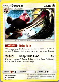 Bewear 113/145 Guardians Rising Pokemon TCG Uncommon NM - Image 1