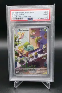 2024 Pokemon Stellar Crown Bulbasaur Illustration Rare PSA 9 #143/142 SCR EN - Image 1