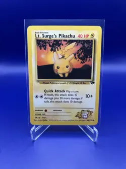 Pokemon TCG Lt. Surge's Pikachu 84/132 Gym Challenge Regular English LP - Image 1