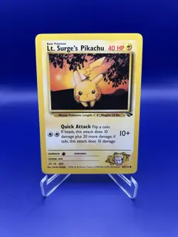 Pokemon TCG Lt. Surge's Pikachu 84/132 Gym Challenge Regular English LP - Image 2