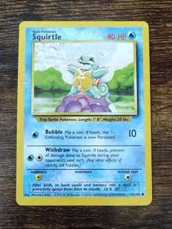 Pokemon Base Set Squirtle 63/102 Non Holo LP- - Image 1