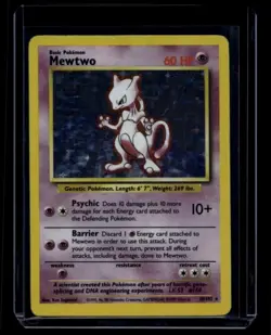 Pokemon TCG Mewtwo 10/102 Base Set Holo Rare HP - Image 1