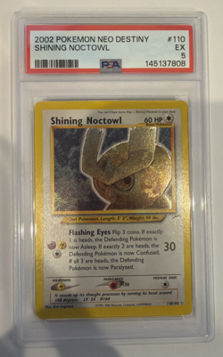 2002 Pokemon Neo Destiny Shining Noctowl Holo #110/105 PSA 5 - Image 1